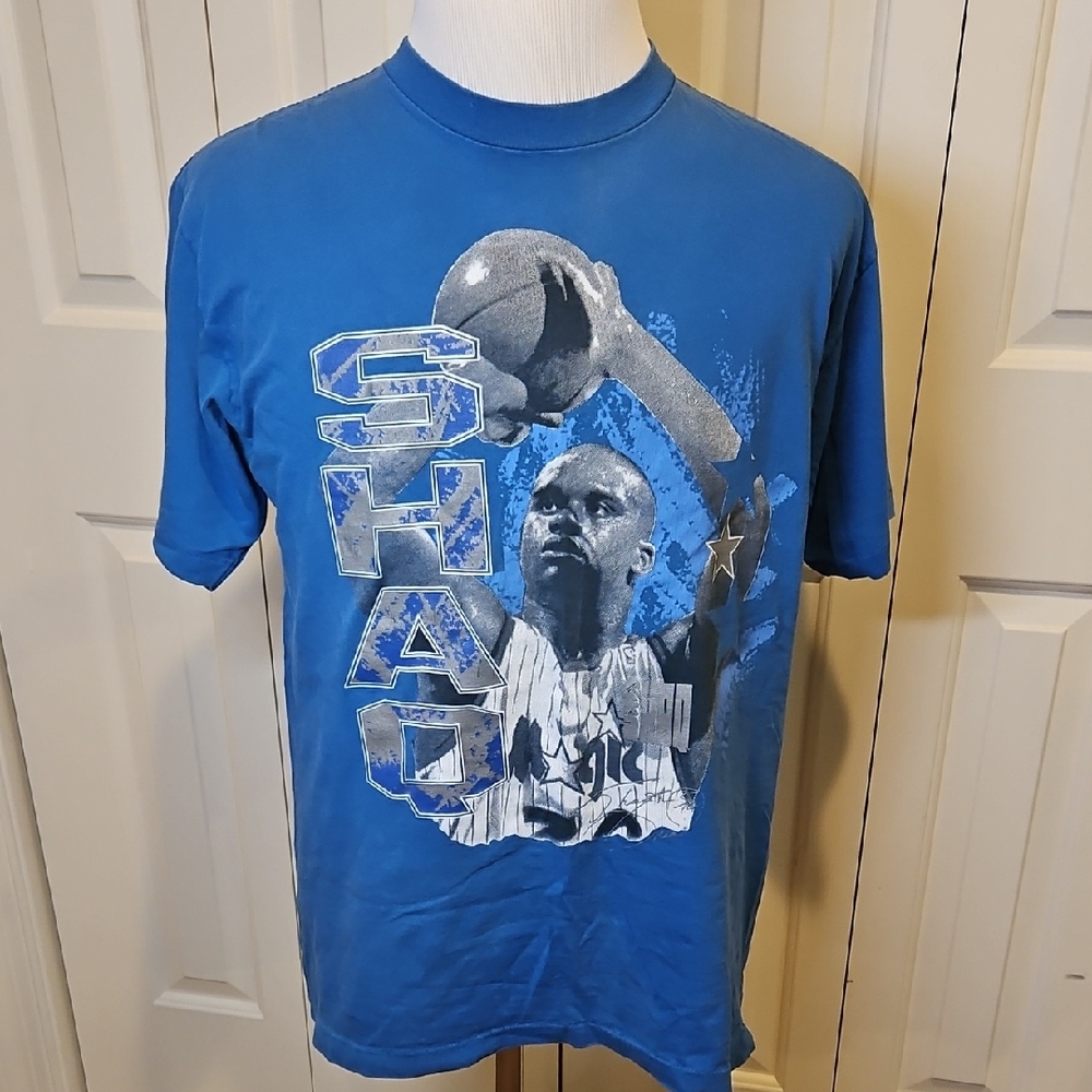 Vintage SHAQ REEBOK TSHIRT TEE BASKETBALL NBA L BLUE 90s Collectible